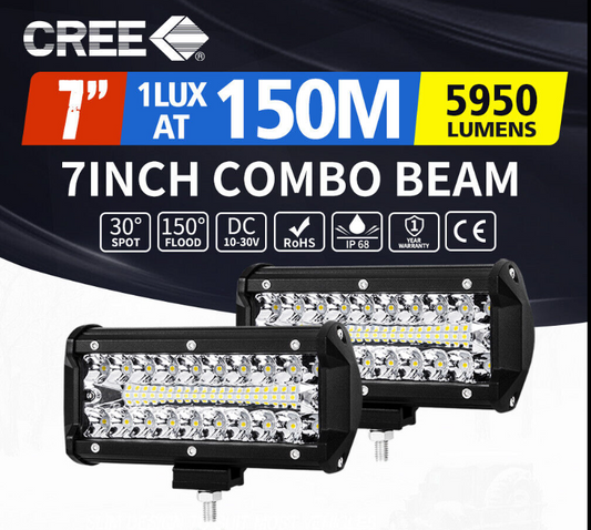 2PCS NEW 7inch CREE LED Work Light Bar Spot Flood Combo 2Work Driving Lights OffRoad 4WD