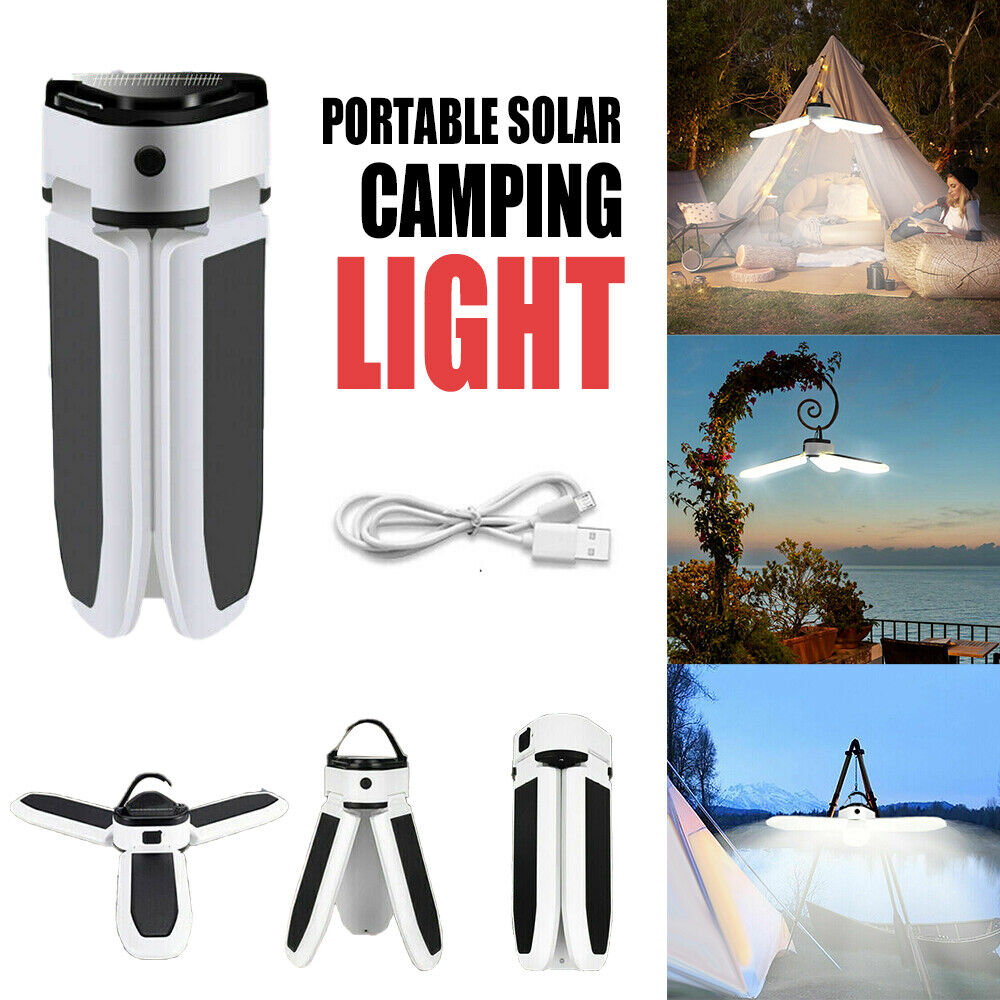 Solar Camping Light LED Lantern Tent Lamp USB Rechargeable Outdoor Hiking Lights