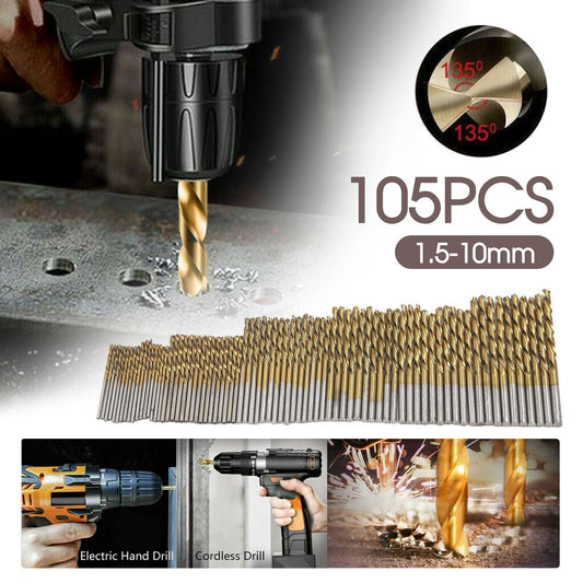 105pc Drill Bits Set for Stainless Steel Metal HSS-Co Cobalt Bit Titanium