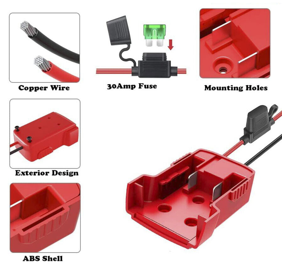 DIY For Milwaukee M18 XC 18V DIY Project Battery Adapter/BASE Power 2 Wirings