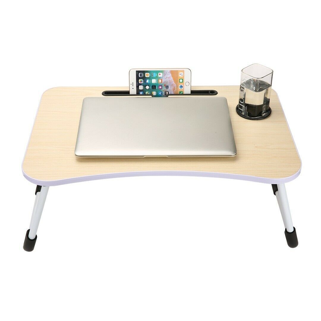 Laptop Stand Table Foldable Desk Computer Study Bed Adjustable Portable Cup Slot