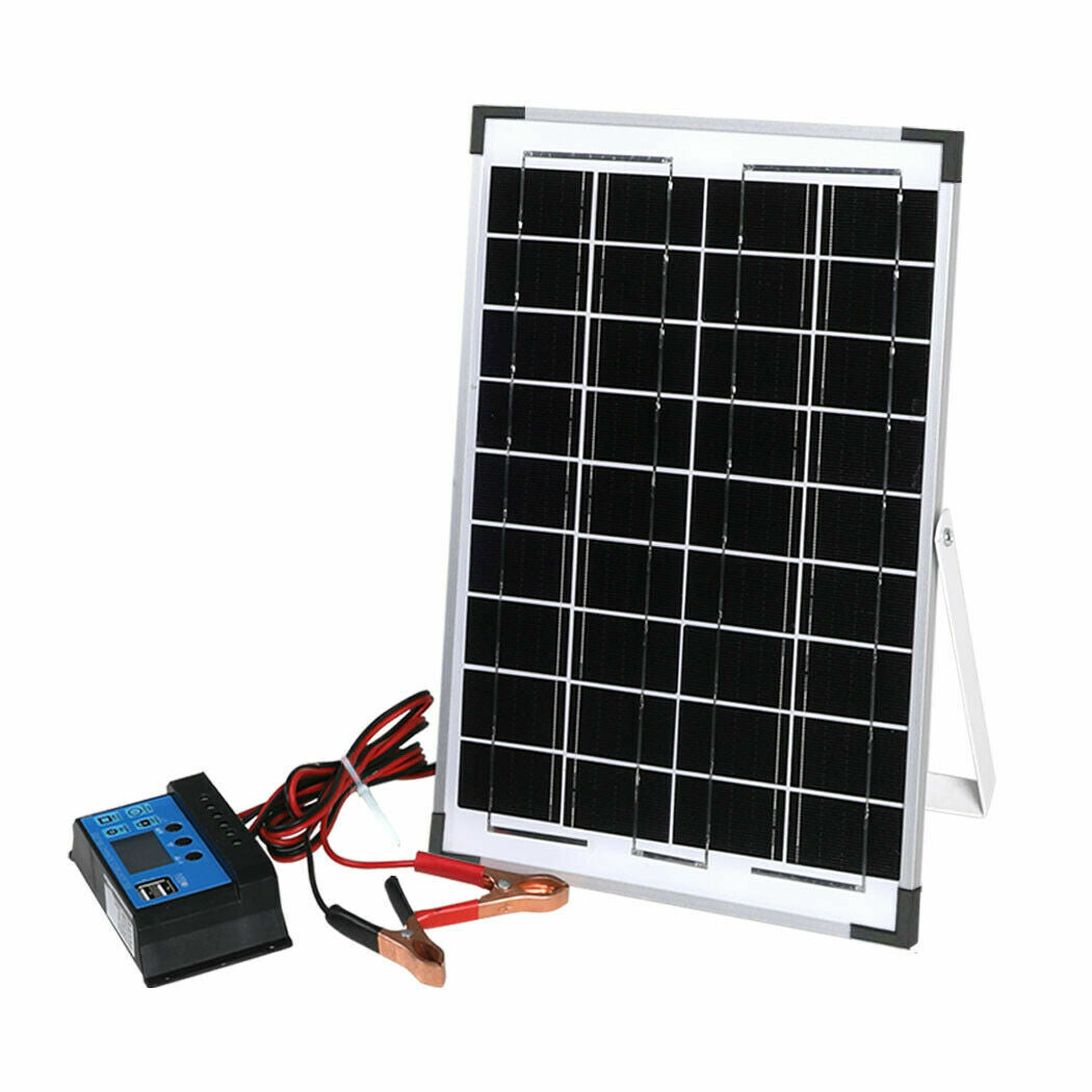 12V 10W Solar Panel Kit MONO Caravan Home Regulator RV Camping Power Charging