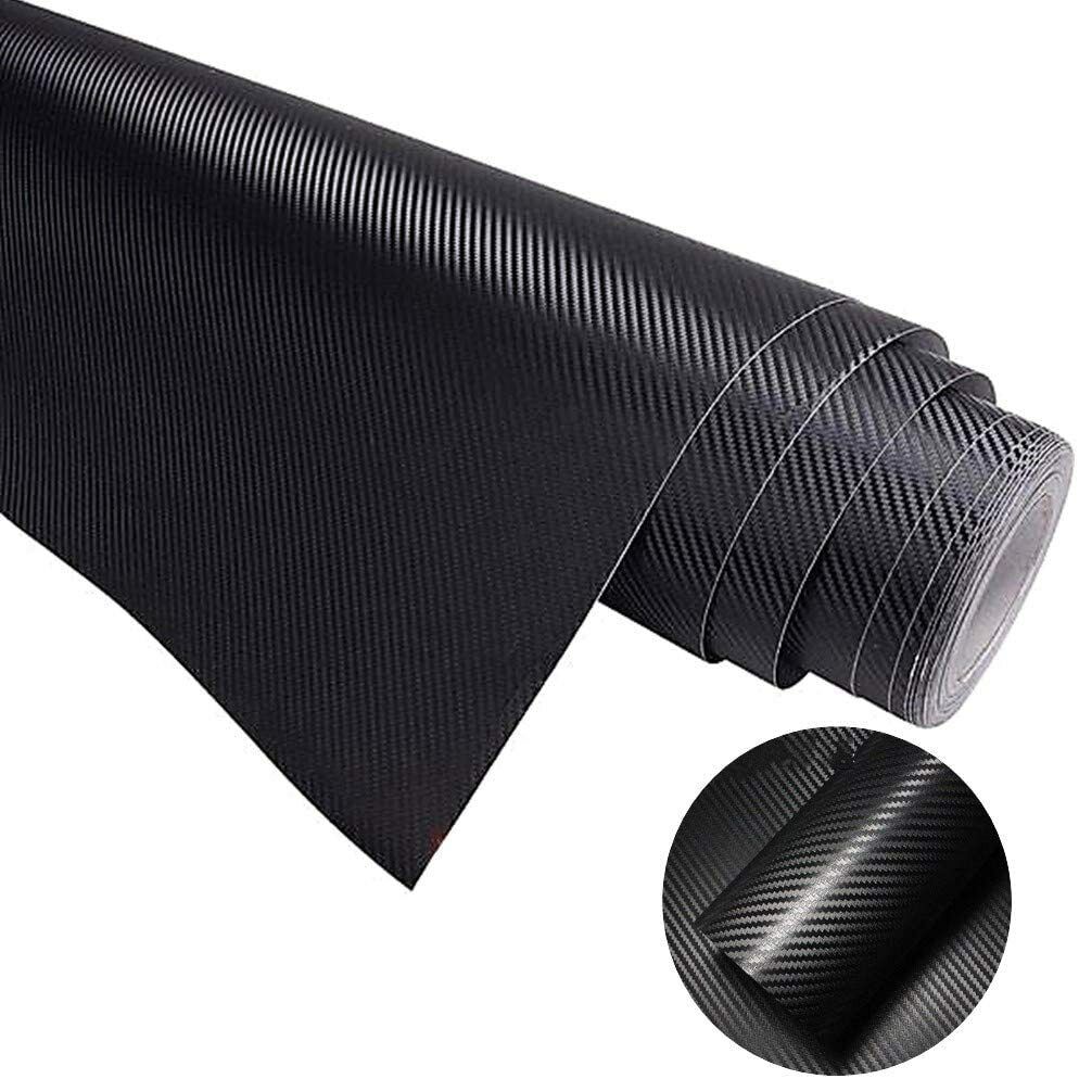 30cm x1.52M 6D Gloss Black Carbon Fibre Fiber Vinyl Car Wrap Air Release Film