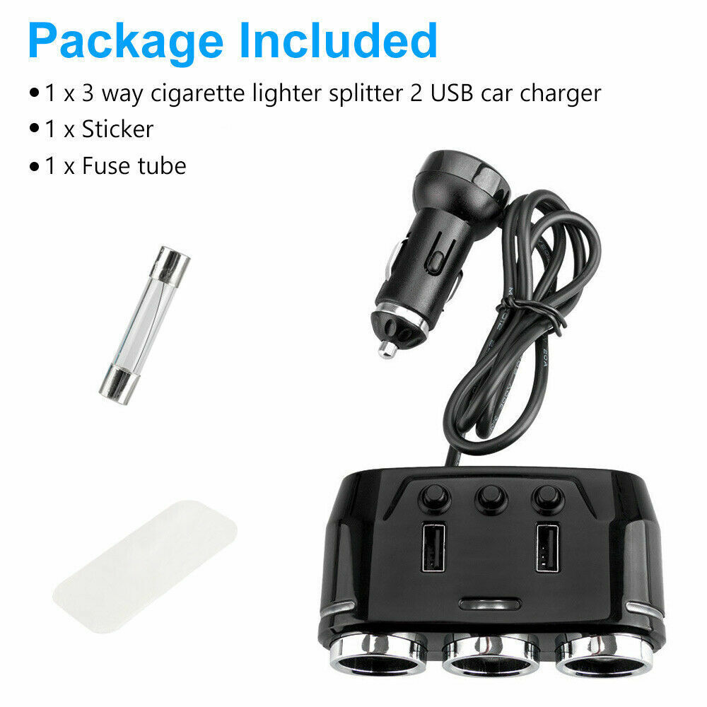 12V 3-USB Port LCD Car Charger Lighter Double Power Adapter Socket Splitter AU