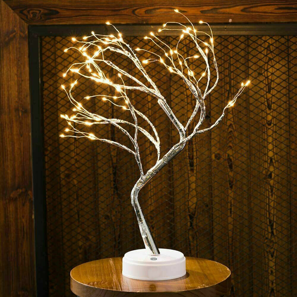 Light Tree Table Desk Lamp LED Night Gold Branch Battery USB Wedding Party Decor