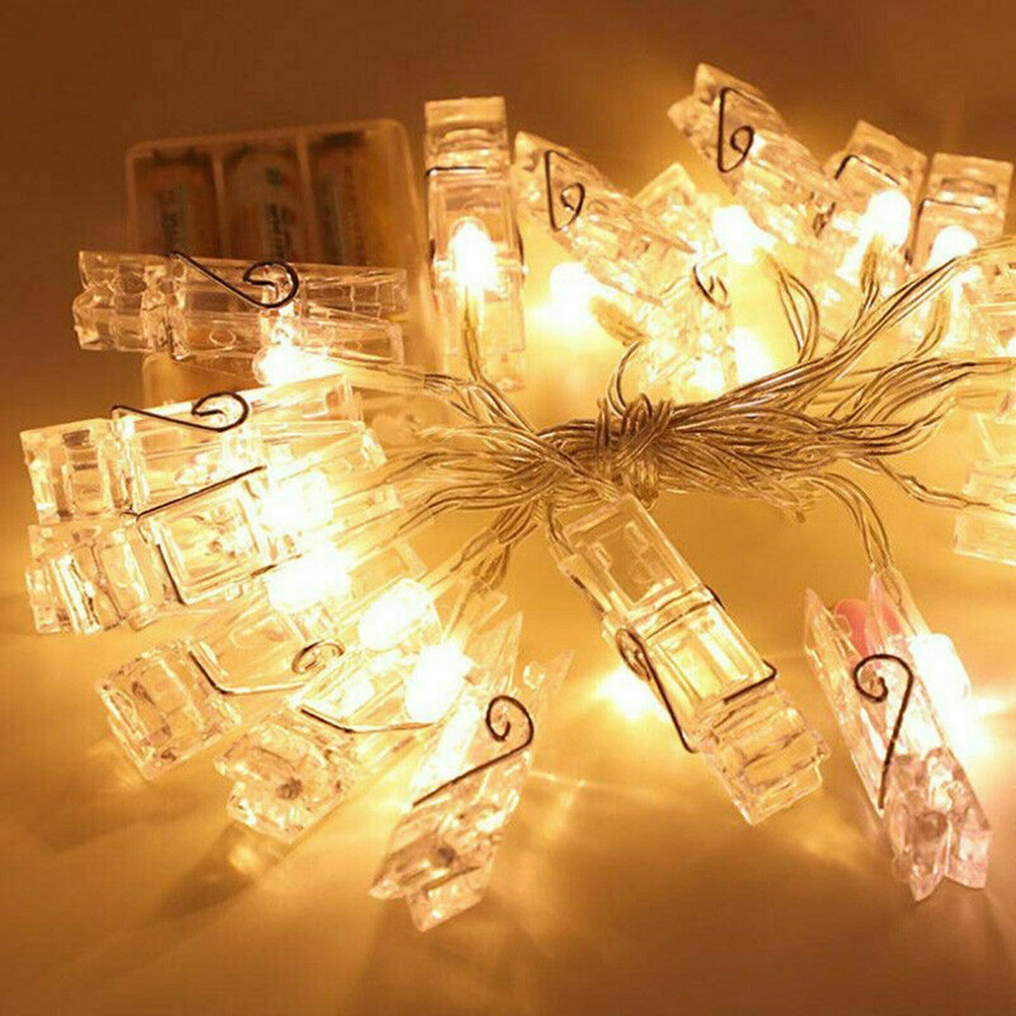 30/50 LED Hanging Picture Photo Peg Clip Fairy String Lights Wedding Party Decor