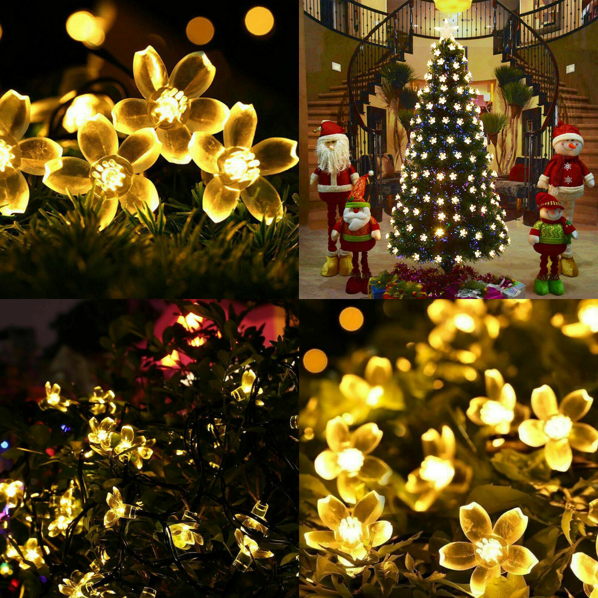 Waterproof 7M 50LED Solar Cherry Flower String Fairy Lights Outdoor Garden Party