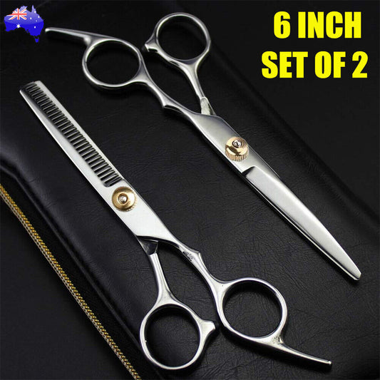 2PCS PROFESSIONAL HAIRDRESSING BARBER SALON HAIR CUTTING SCISSORS SHEARS STEEL