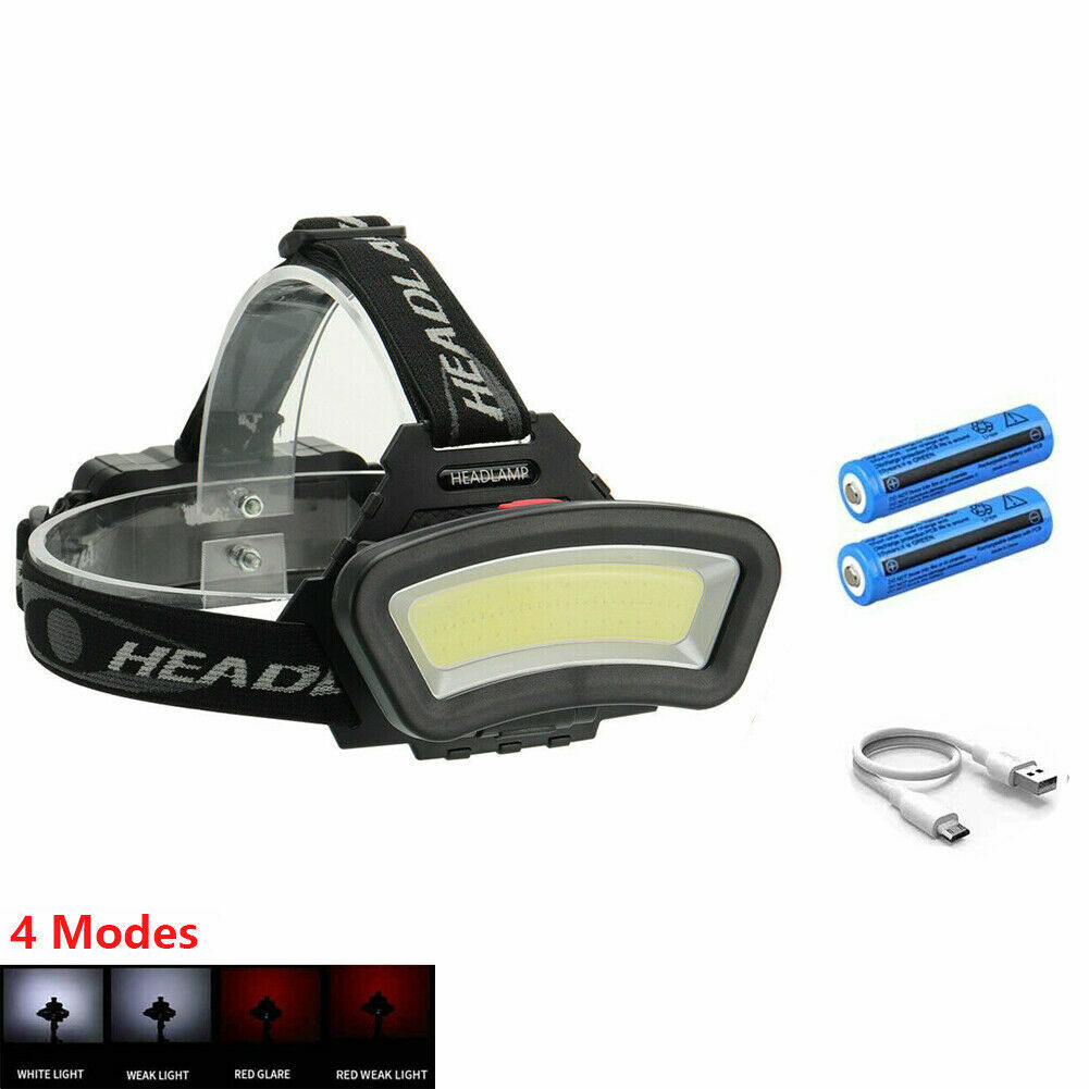 1000000LM COB+LED Headlamp Headlight Torch USB Rechargeable Flashlight Work