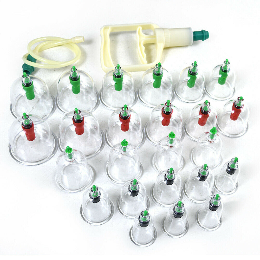 24 Cups Vacuum Cupping Therapy Set Kit Chinese Massage Acupuncture Suction AU