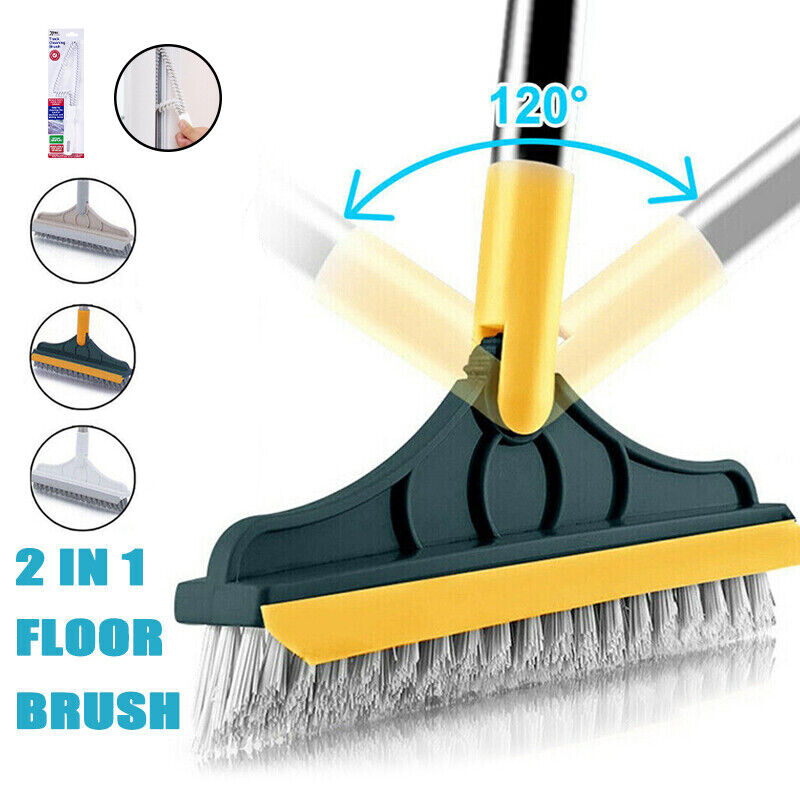 2 in 1 Floor Brush- Scrub Brush Bath Wiper 120¡ã Rotating Head Home Cleaning Tool