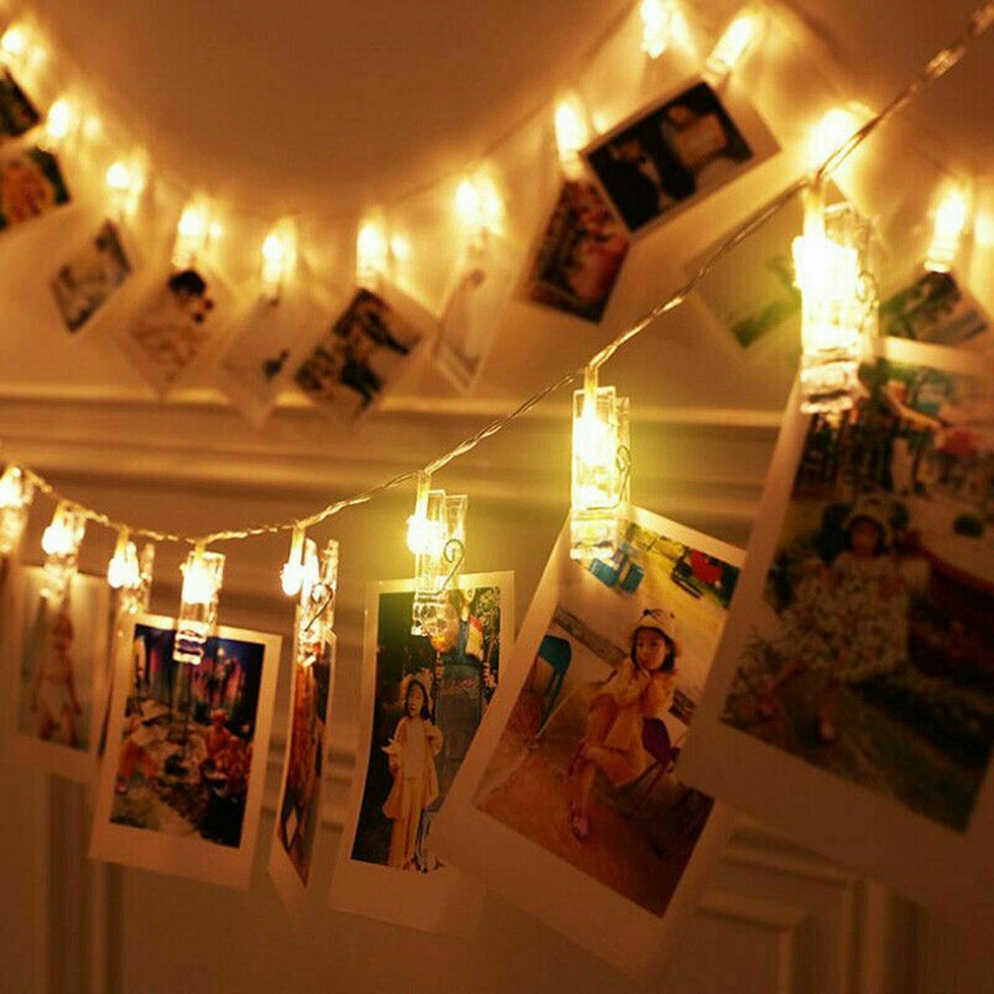 30/50 LED Hanging Picture Photo Peg Clip Fairy String Lights Wedding Party Decor