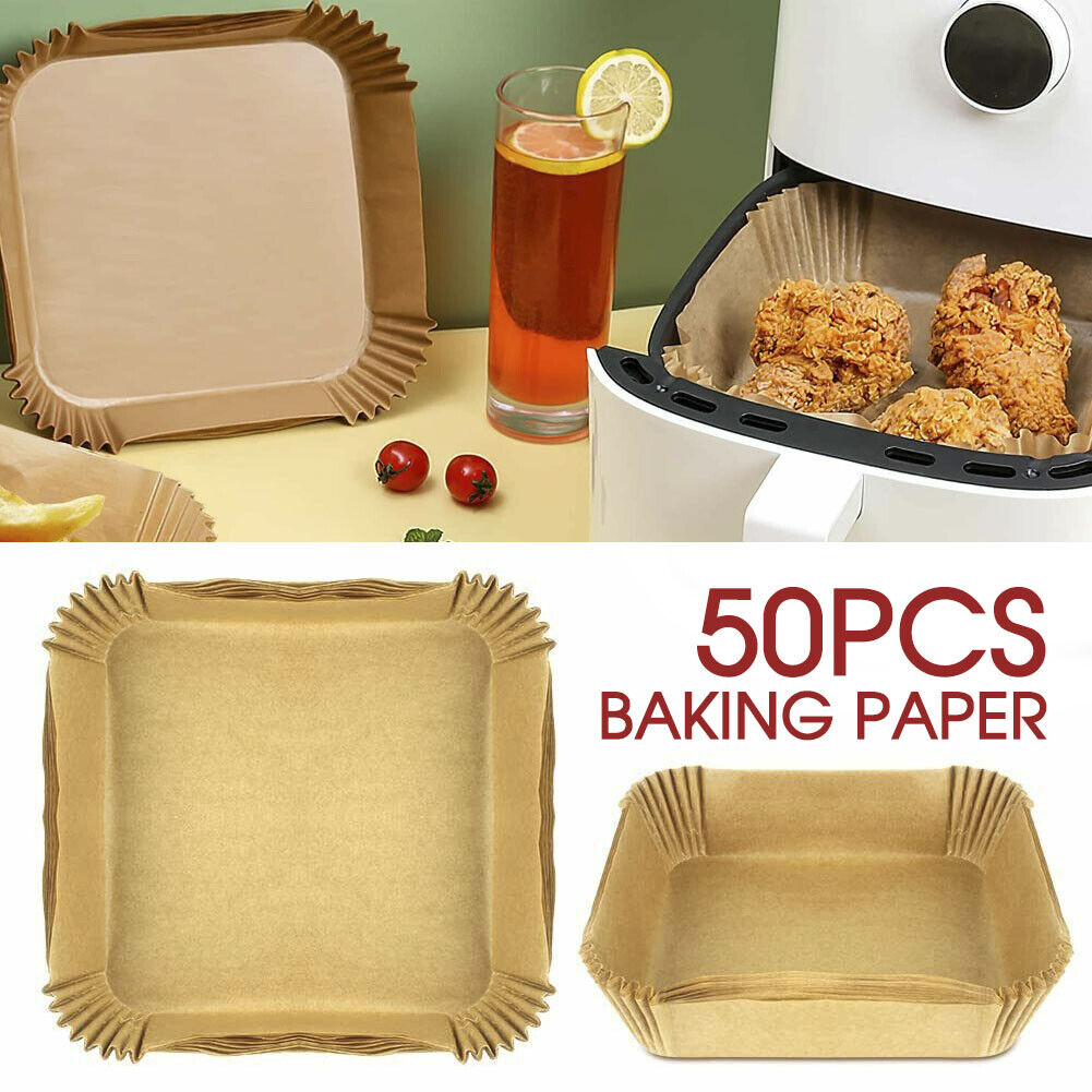50Pcs Disposable Square Air Fryer Paper Liner Non-Stick Baking Paper Liners