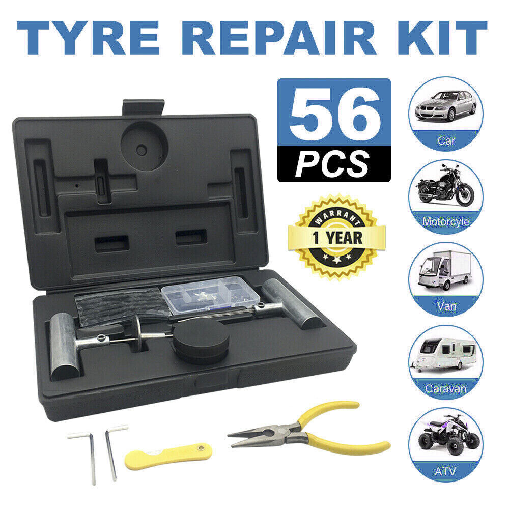 Tyre Puncture Repair Recovery Kit 56PCS Heavy Duty 4WD Offroad Plugs Tubeless