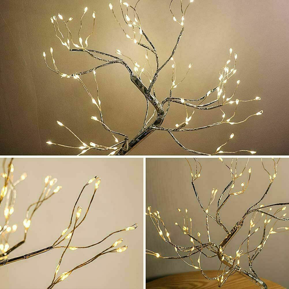 Light Tree Table Desk Lamp LED Night Gold Branch Battery USB Wedding Party Decor