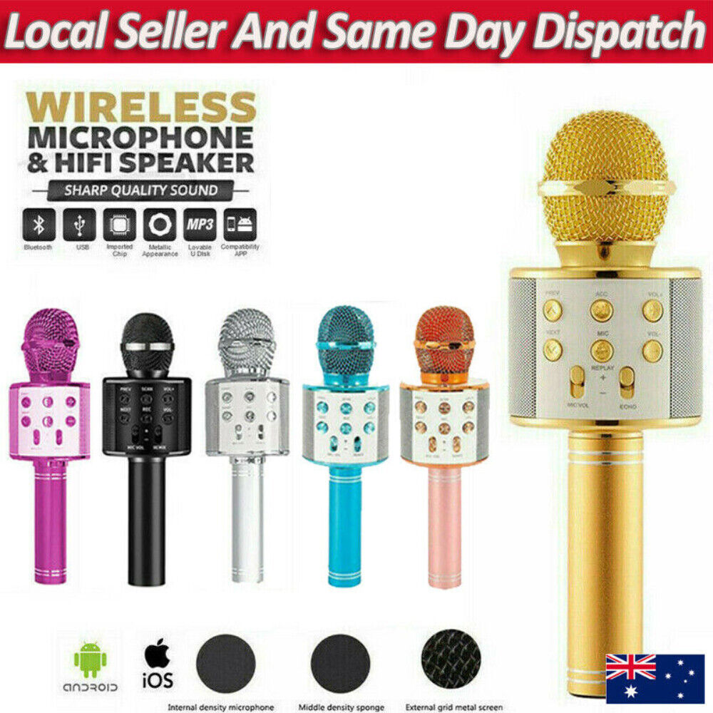 Karaoke Microphone Speaker Wireless Bluetooth Handheld Mic USB Player ...
