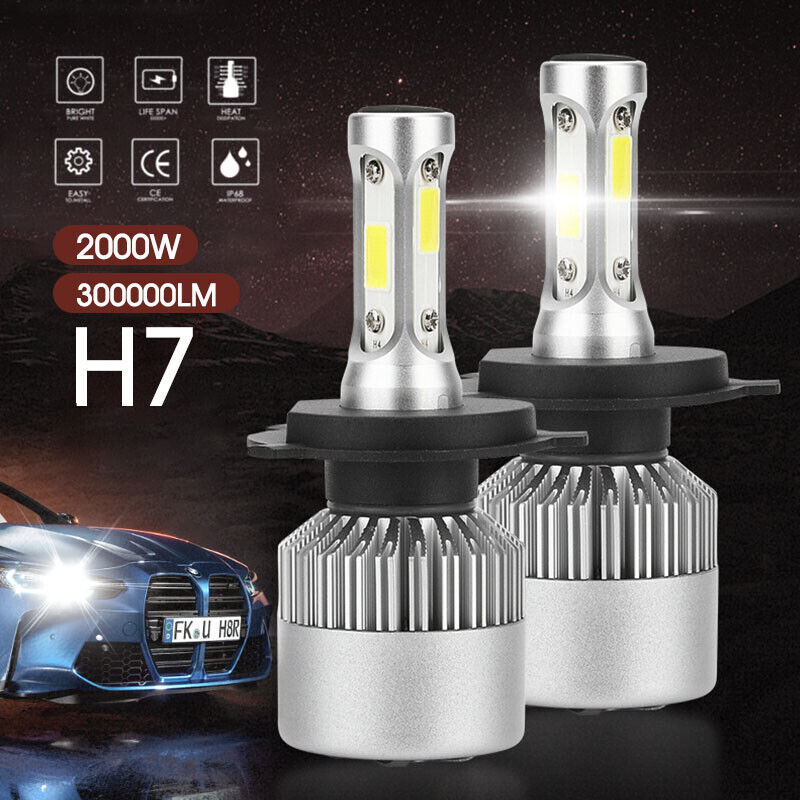 H7 2000w 300000lm led headlight kit lamp bulbs globes high low beam upgrade