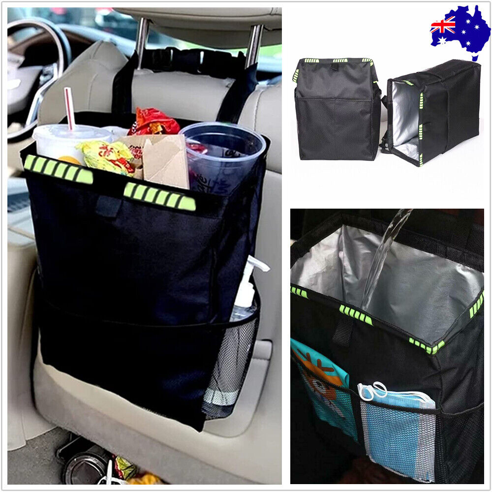 Waterproof Car Trash Can Bin Waste Basket Storage Garbage Seat Organizer Bag Box