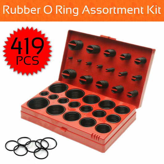 Rubber O Ring Kit Metric Grommet Seal Plumbing Garage O-Ring Assortment 419 PCS