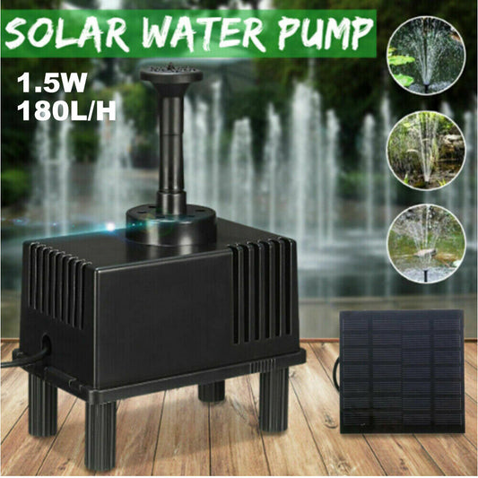1.5W Solar Powered Water Pump Pond Garden Submersible Fountains w/ Sponge Filter