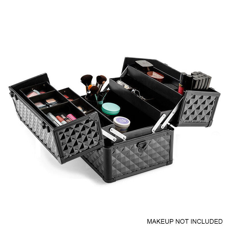 Portable Cosmetic Beauty Makeup Case Carry Bag Organiser Box Diamond AU Stock