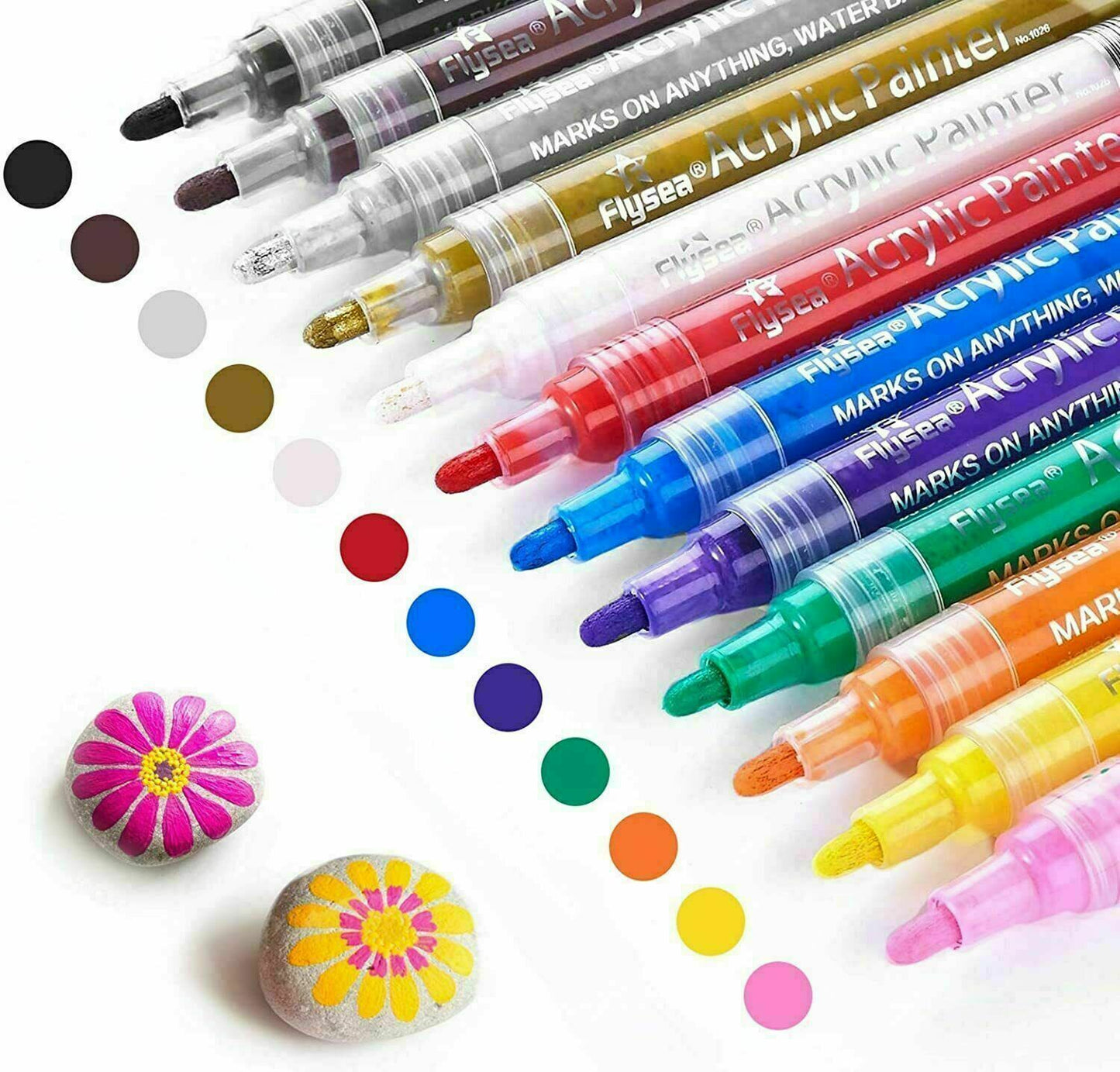 24 Colours Acrylic Paint Pens For Rock Painting Stone Ceramic Glass Rock Markers