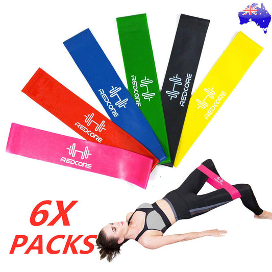 Resistance Bands Set of 6 for Exercise Men and Women Legs Arms Booty Yoga Physio