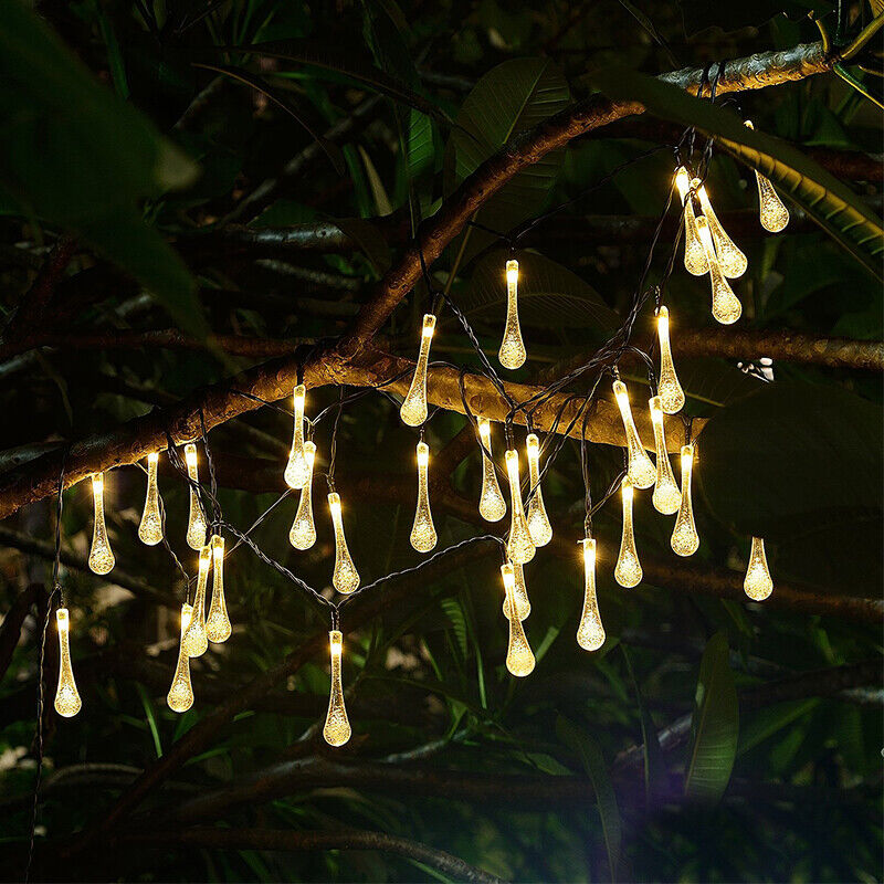 20/30/50LED Raindrop Solar Powered Fairy String Lights Outdoor Garden Party Xmas