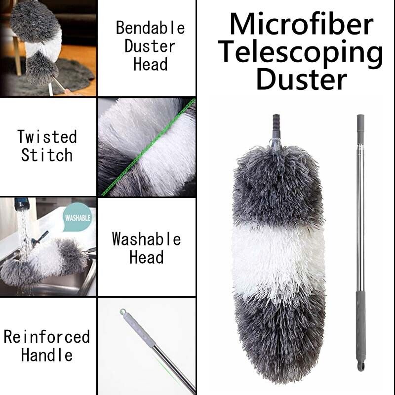 Sweep Joy L7P Microfiber Telescoping Duster Stainless Steel Pole Bendable Head