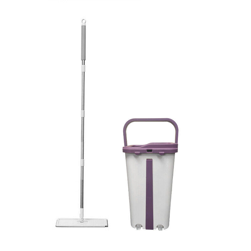 Microfibre Flat Mop and Bucket Floor Cleaner Set with 2 Pads Wet Dry Bucket Mop