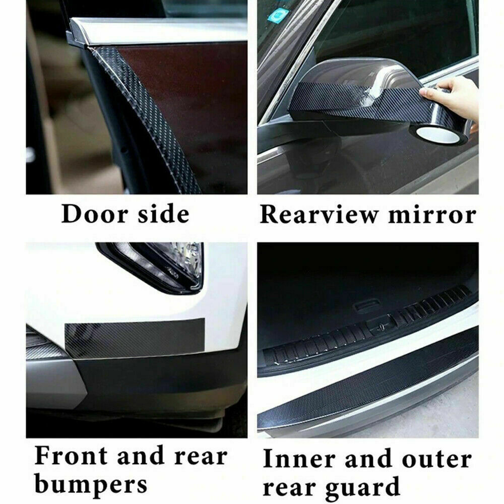 CarDoor Sill Protector Strip Carbon Fiber Bumper Sticker Rubber Trim Edge 5CM*3M