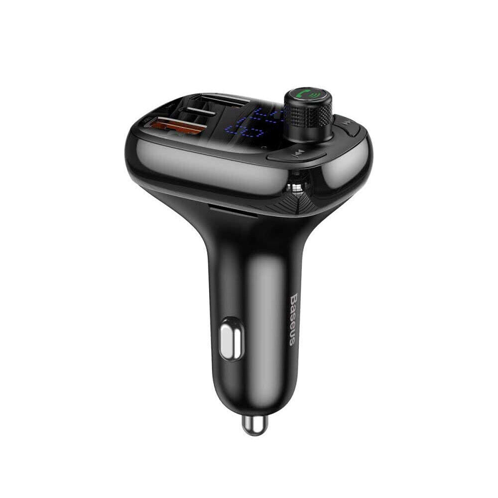 Baseus Bluetooth 5.0 FM Transmitter Car Kit Adapter MP3 Player Dual USB Charger