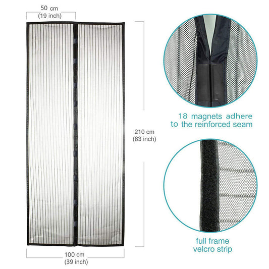 Mesh Door Curtain Magnetic Snap Fly Bug Insect Mosquito Screen Patio Net Guard