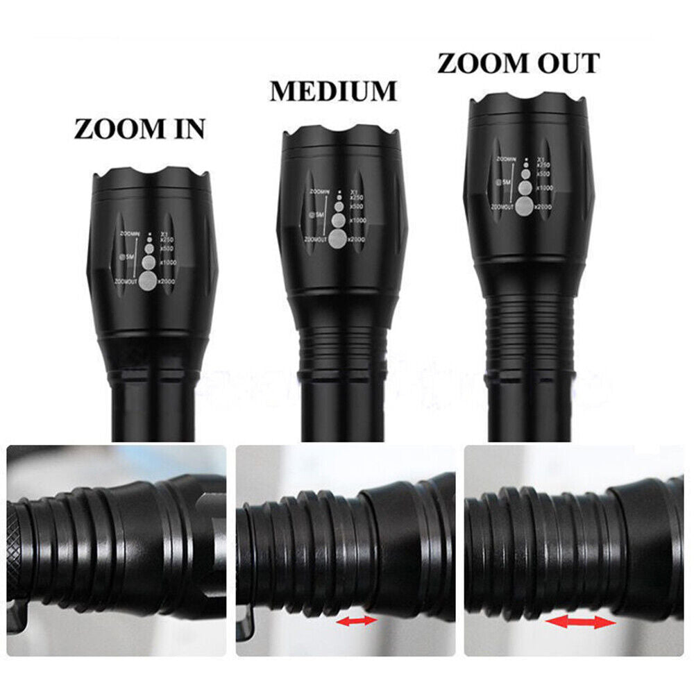 X800 G700 5000LM CREE LED Military Grade Zoom Rechargeable Flashlight Torch