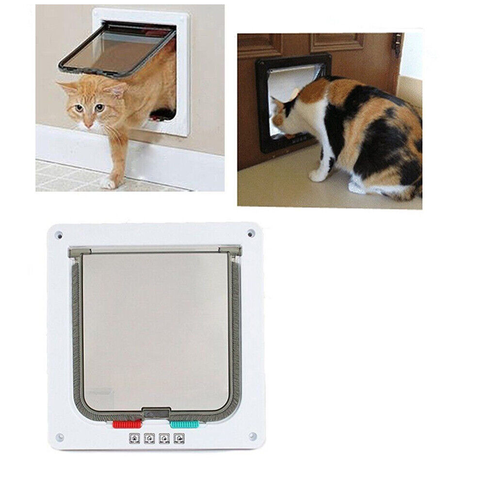 4-Way Safe Lockable Locking Pet Cat Dog Door Brushy Flap Screen L Large Size AU