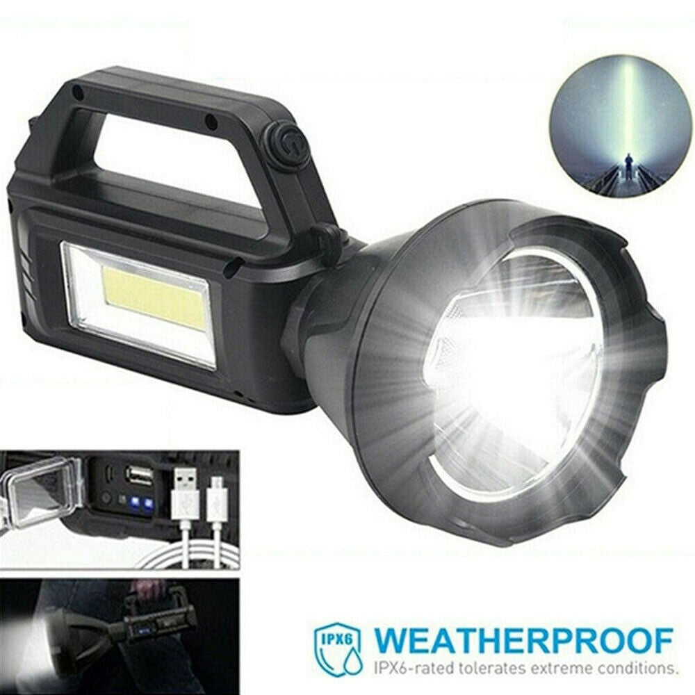 Solar LED Searchlight USB Rechargeable Spotlight Flashlight Torch Power Bank AU