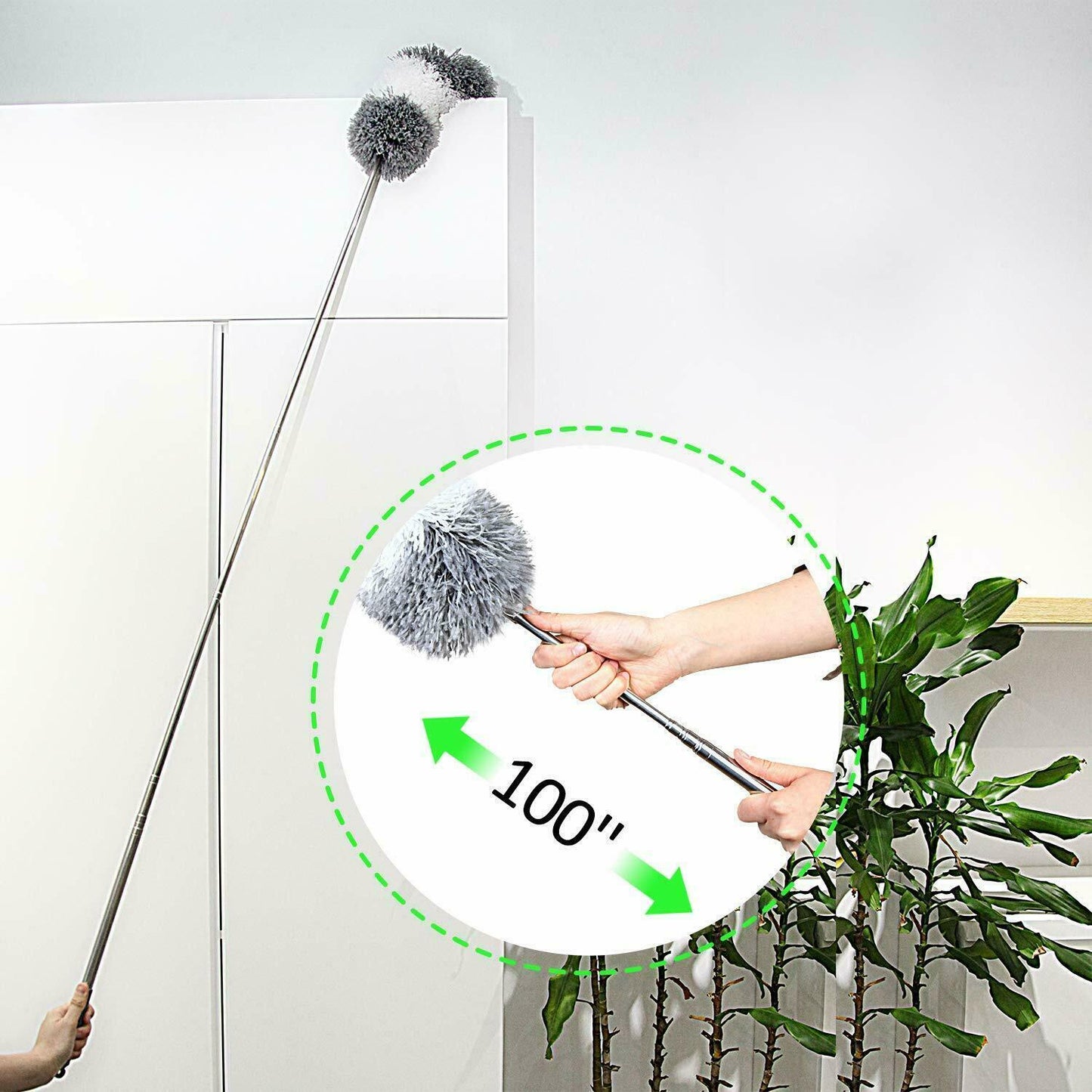 Sweep Joy L7P Microfiber Telescoping Duster Stainless Steel Pole Bendable Head