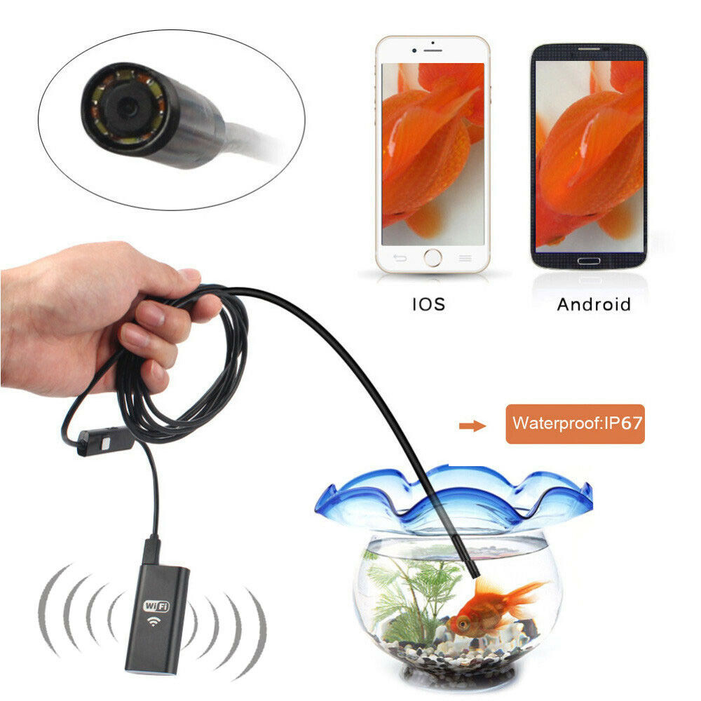 WIFI Endoscope 2MP 8mm Borescope Inspection Camera for Mobile Phone 1/2/3.5/5M