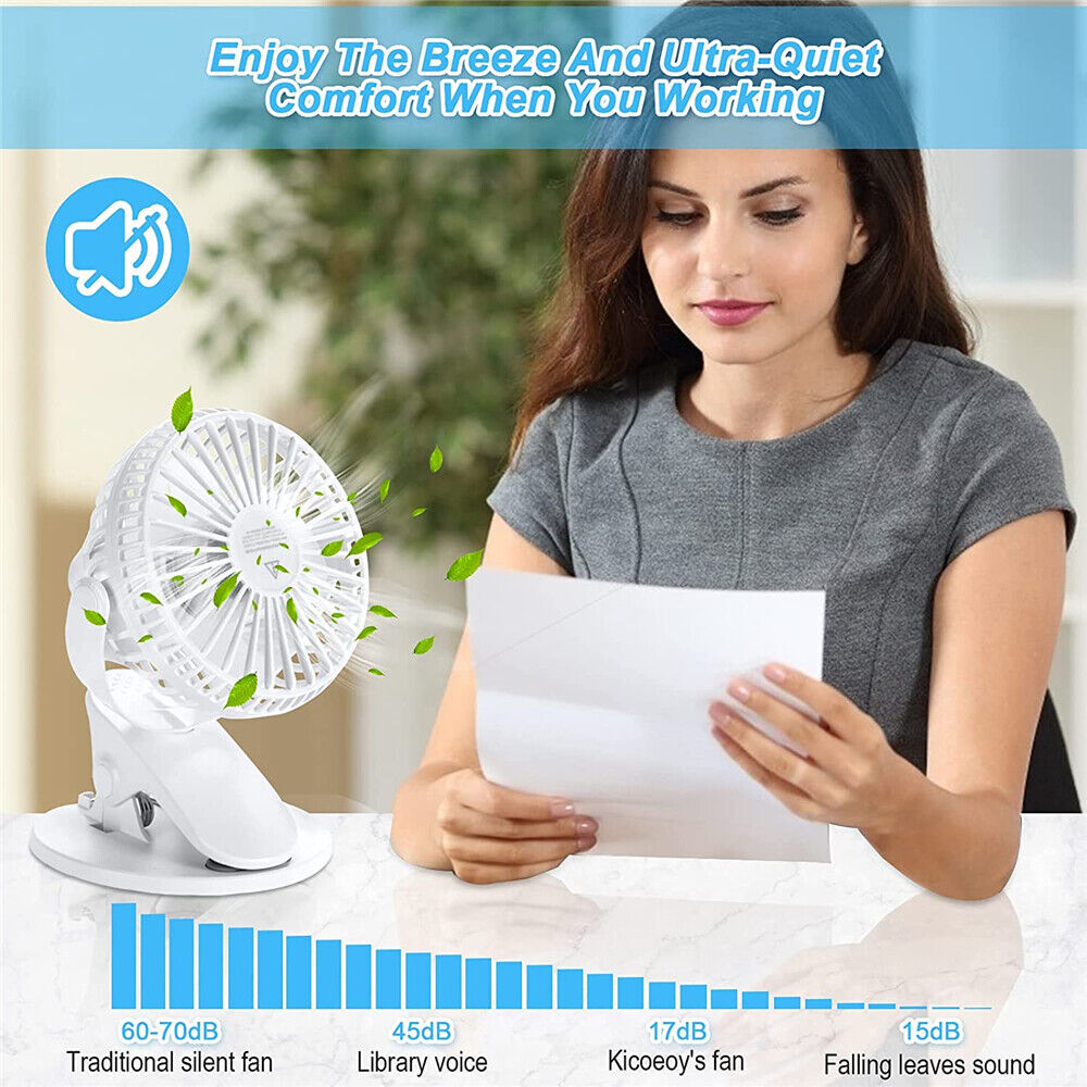 Desk Laptop Desktop Fan USB Rechargeable Portable Mini Cooling Quiet Table Fan