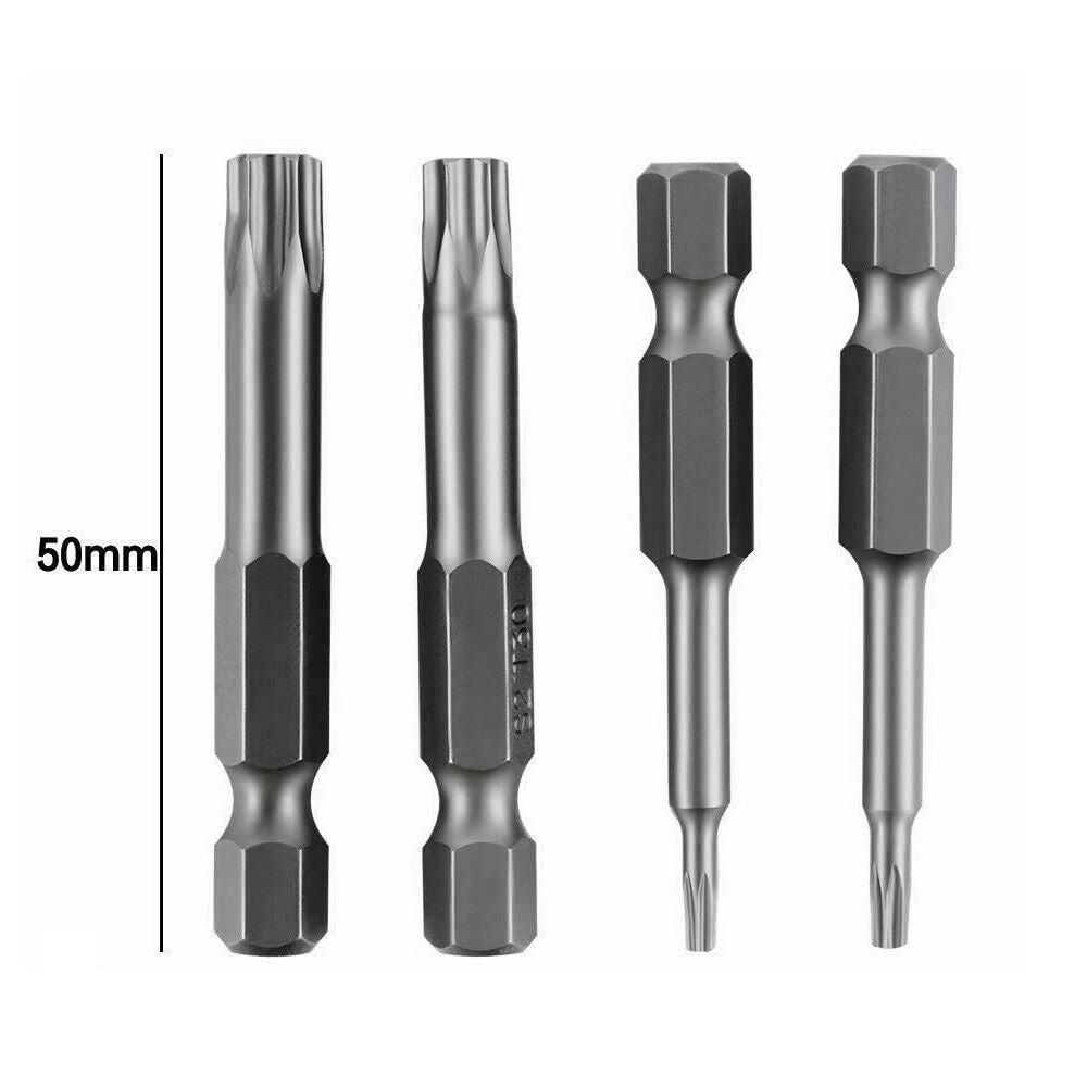 Torx Head Screw Driver Bit Set 11pc Hex Long Shank Impact Power Tamper Proof