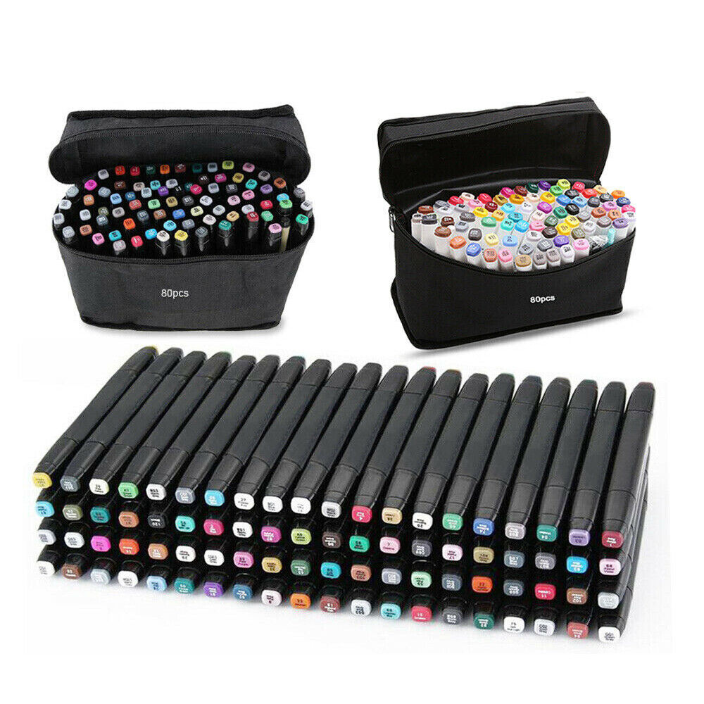 80PCS Marker Pen Set Dual Heads Graphic Artist Craft Sketch TOUCH Markers