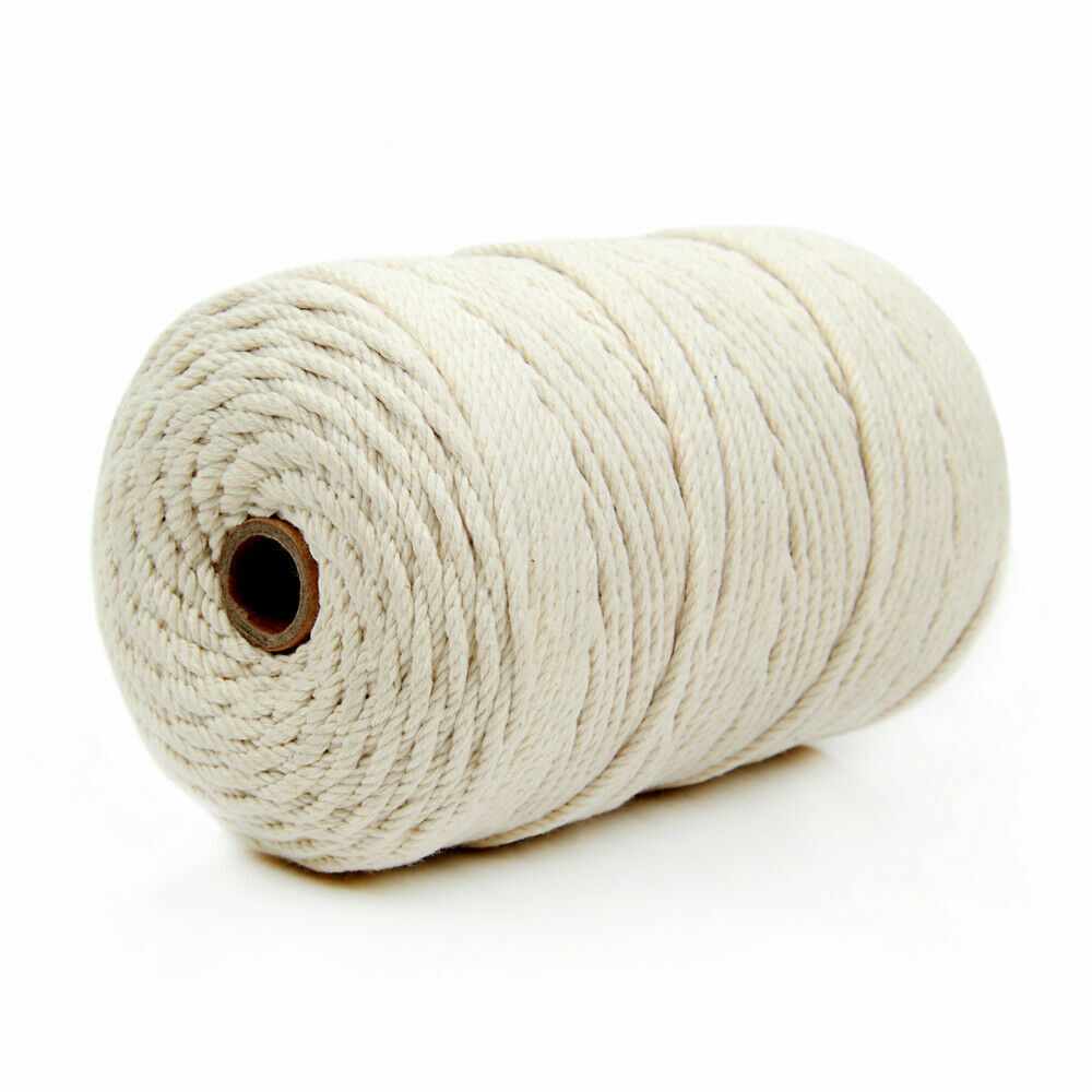 3/4/5/6 mm Macrame Rope Natural Beige Cotton Twisted Cord Artisan Hand Craft