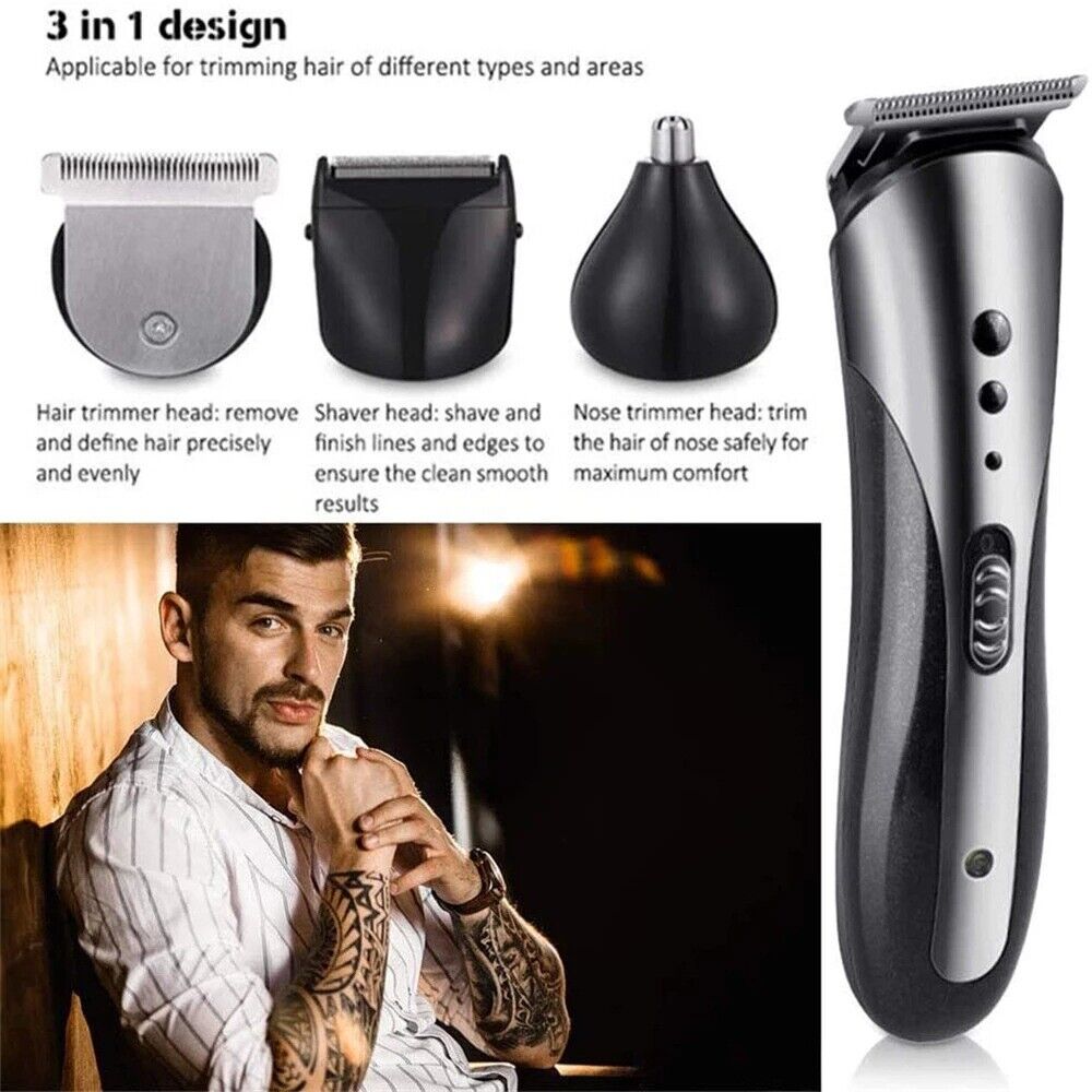 Mens Hair Clippers Beard Trimmer Electric Shaver Nose Haircut Grooming Kit Set