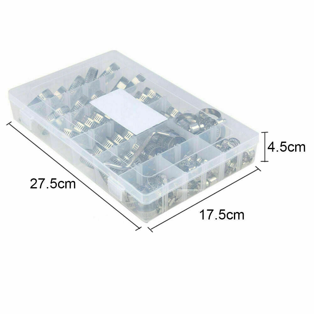 Stainless Steel Hose Clamps Clips Adjustable Range Worm Gear Pipe Clamp 91X Kit