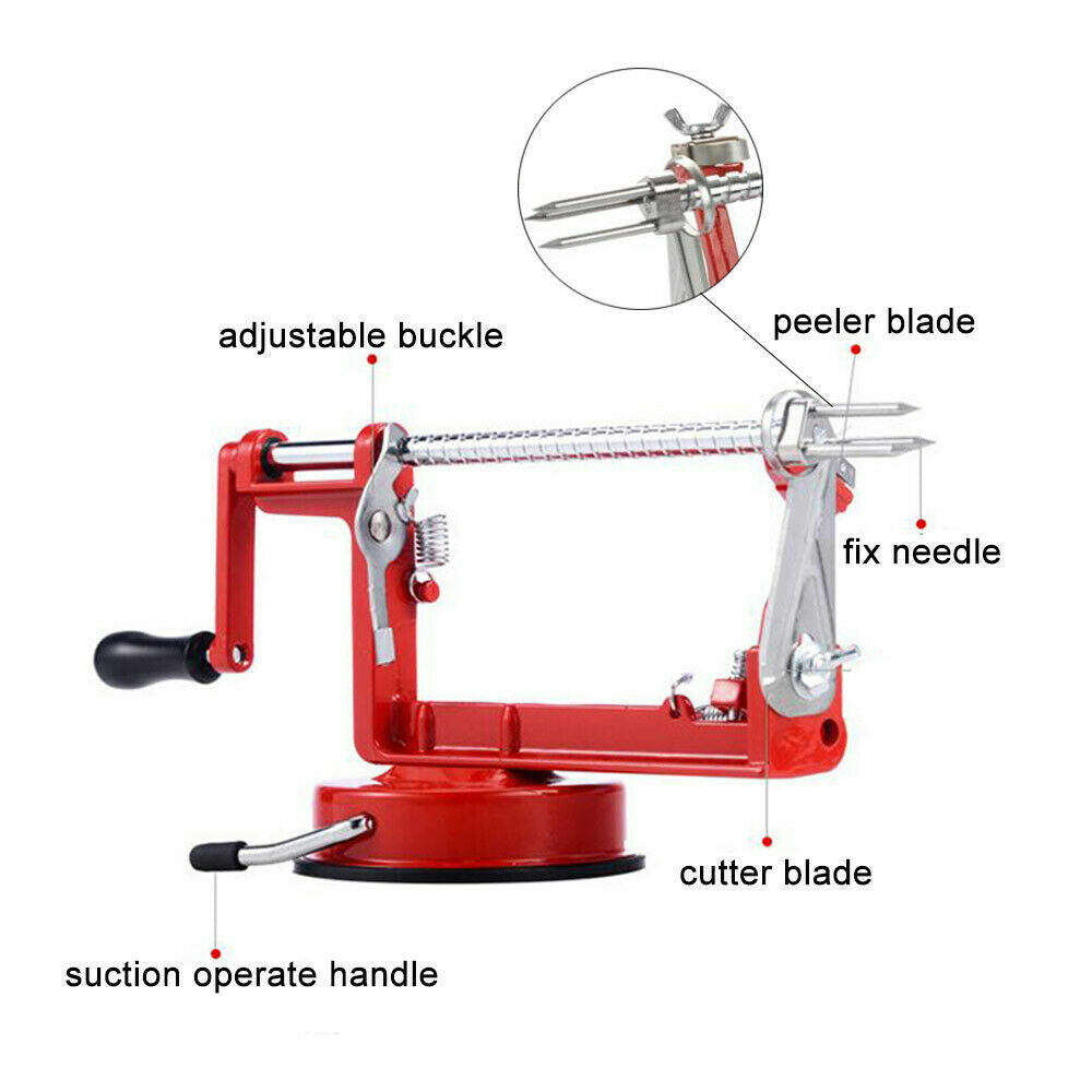 Kitchen Tool Apple Peeler Slinky Machine Fruit Cutter Slicer Corer 3 in 1 Red