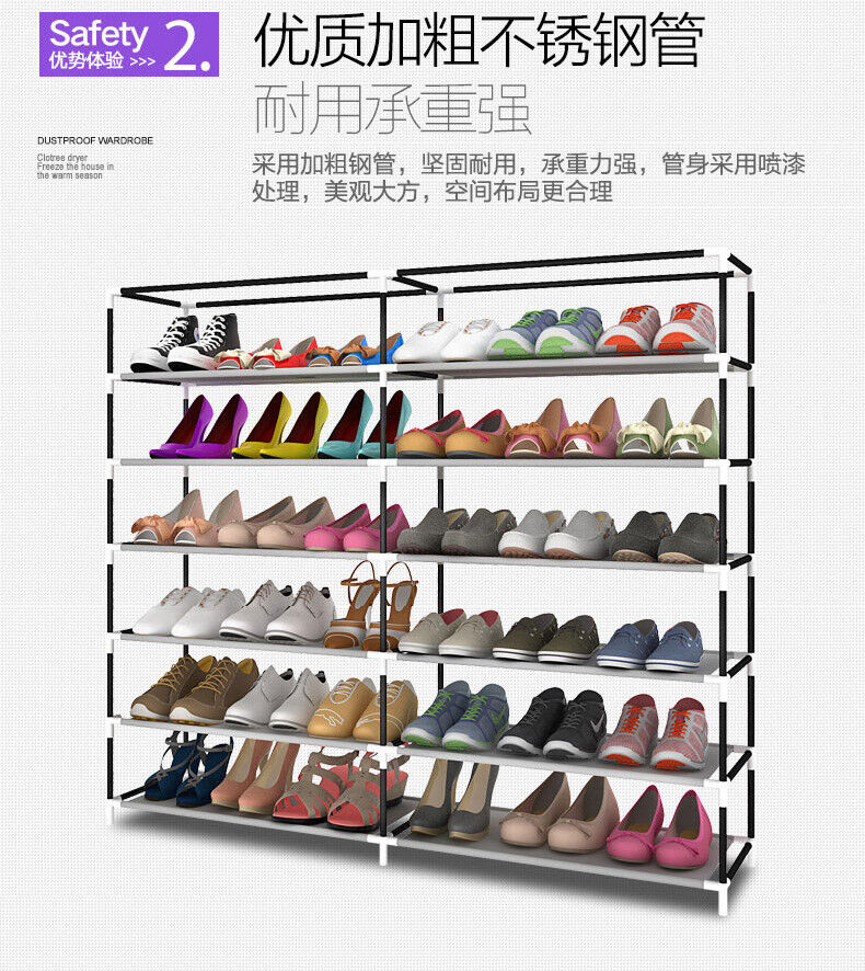 36 Pairs Shoes Cabinet Storage Shoe Rack with Cover Portable Wardrobe AU