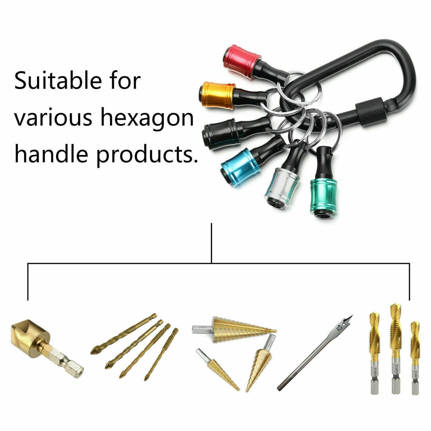 7Pcs Hex Shank Screwdriver Bits Socket Holder Extension Bar Keychain Keyrings AU