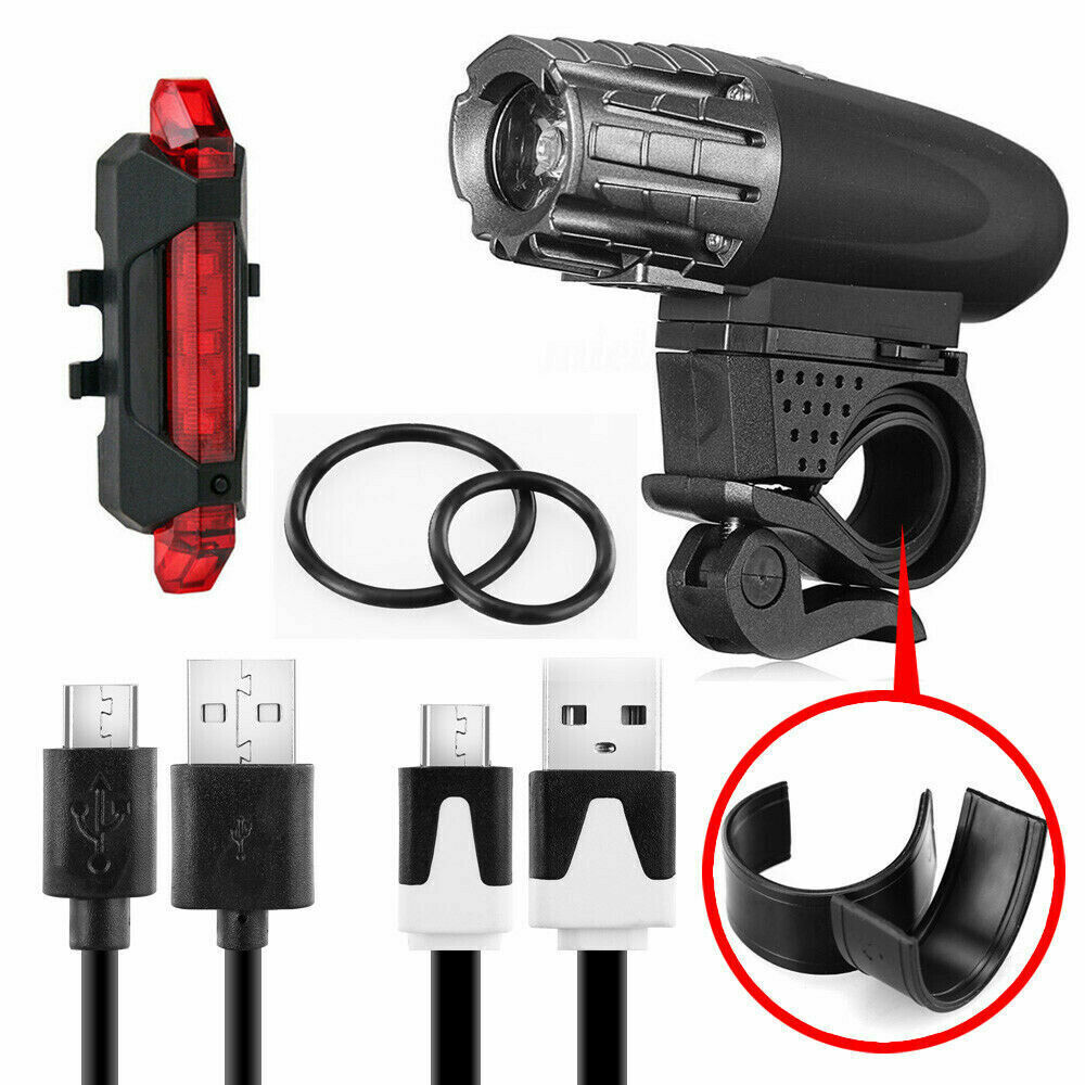 Set Waterproof Bicycle Bike Lights Front Rear LED Light Lamp USB Rechargeable AU