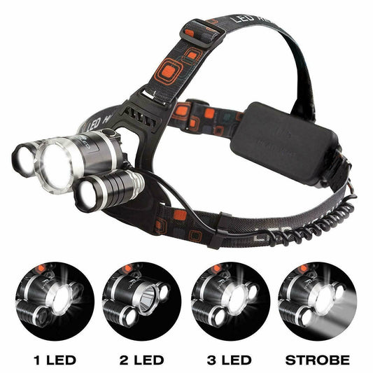 100000LM RECHARGEABLE HEADLAMP 3T6 XML LED HEADLIGHT HEAD TORCH FLASHLIGHT