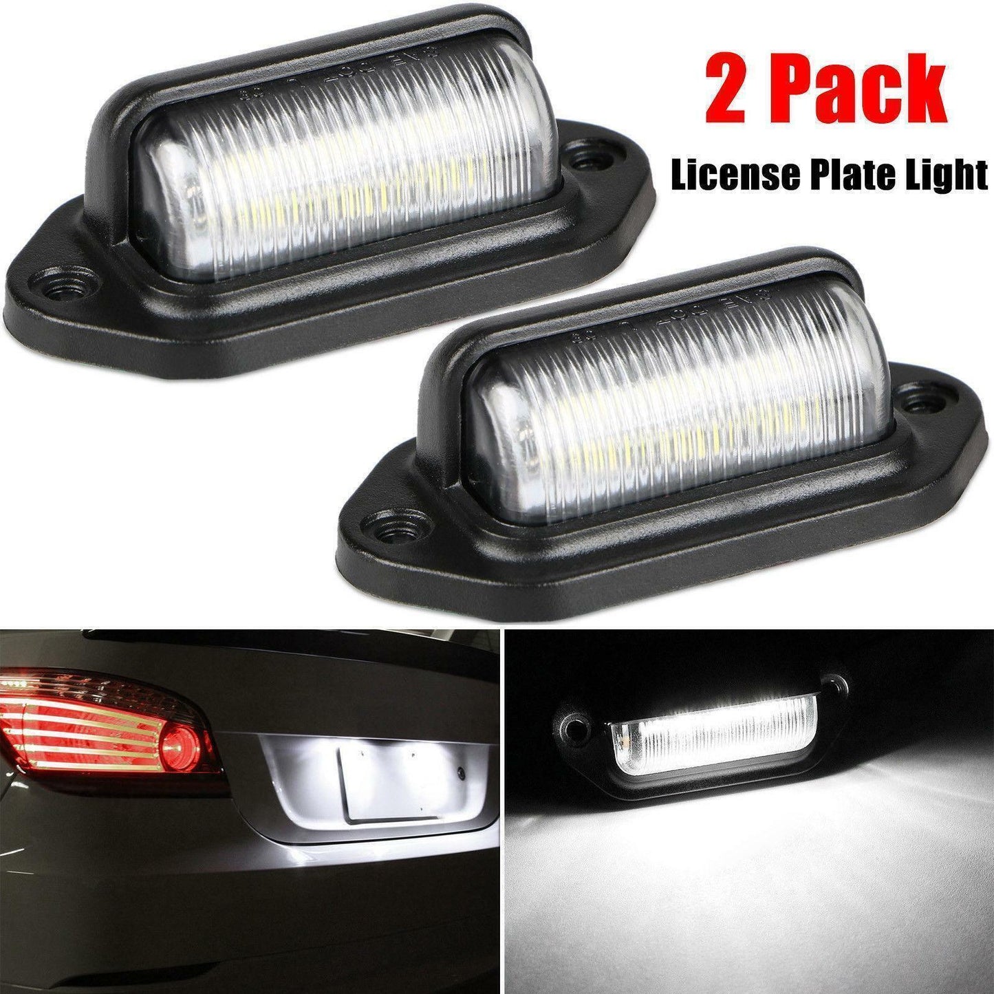 2PCS 6 LED License Number Plate Light Lamps for Truck SUV Trailer Lorry 12/24V